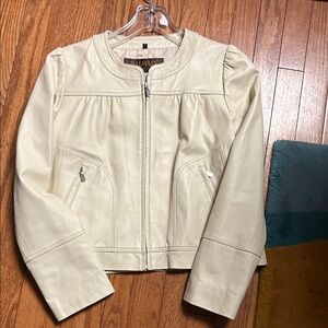 Balmain Cream Leather Jacket